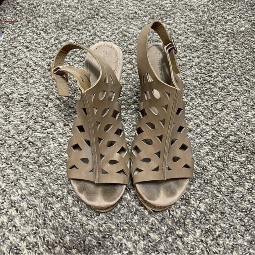 Pierre Dumas Tan Wedge Sandals